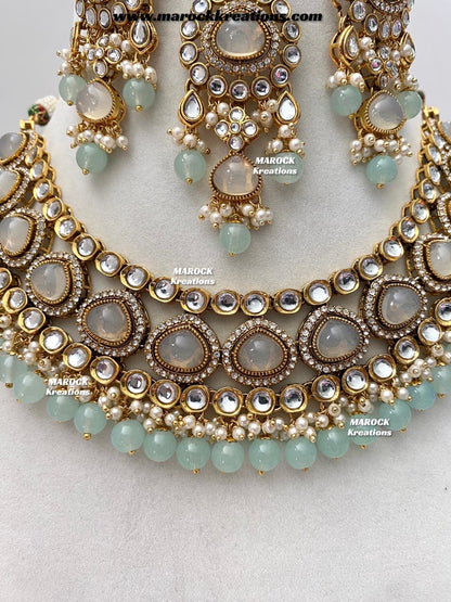 Harsha Premium Quality Kundan and Monalisa stone Statement Necklace set