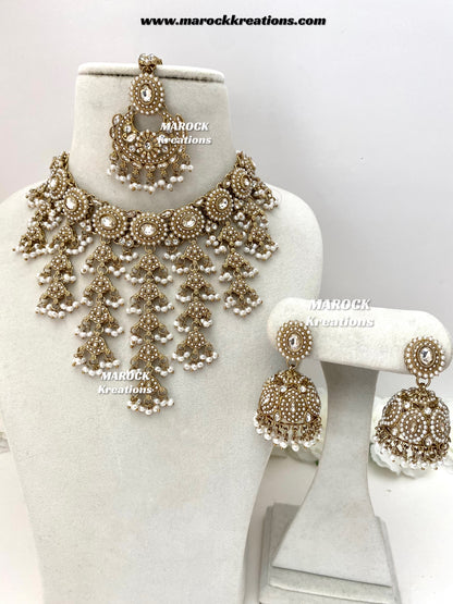 Shaya Antique Gold Polki waterfall Choker set