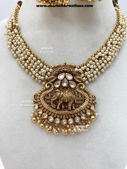 Sahana Premium Quality Gold Plated Rajwadi necklace set