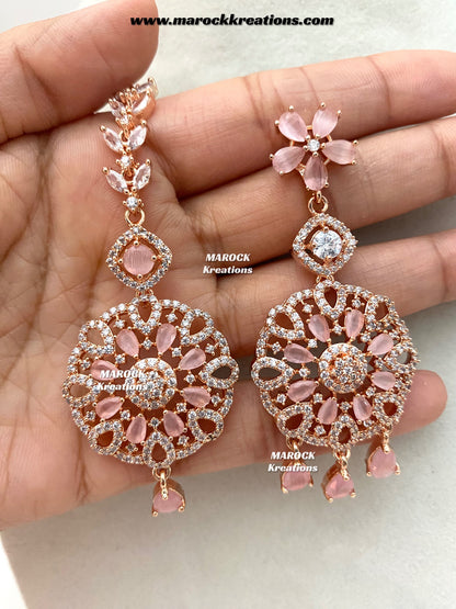 Shiba Rose Gold American Diamond double layer Necklace set