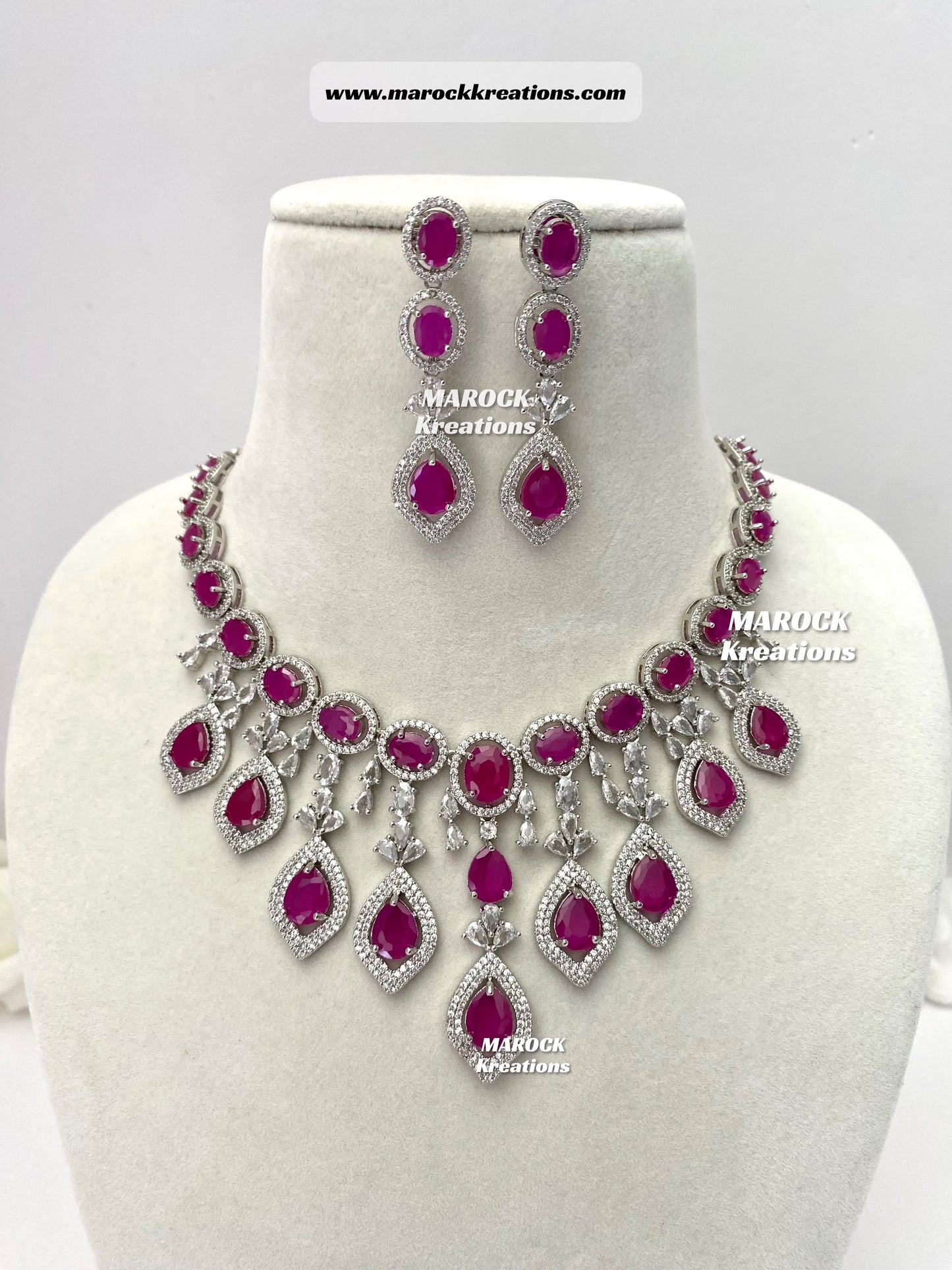 Silver American Diamond Necklace set