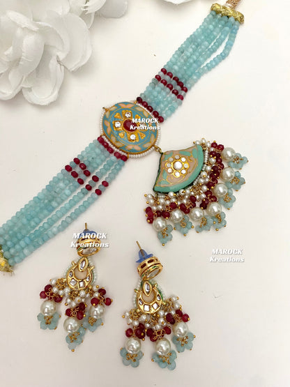 Mannat Kundan Meenakari Statement Choker set