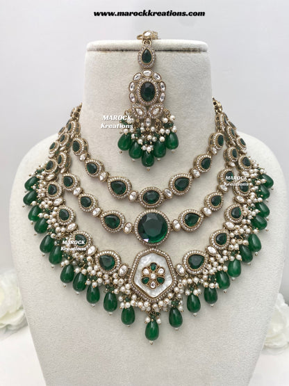 Manisha Sabyasachi inspired Premium Quality Kundan triple layer statement necklace set