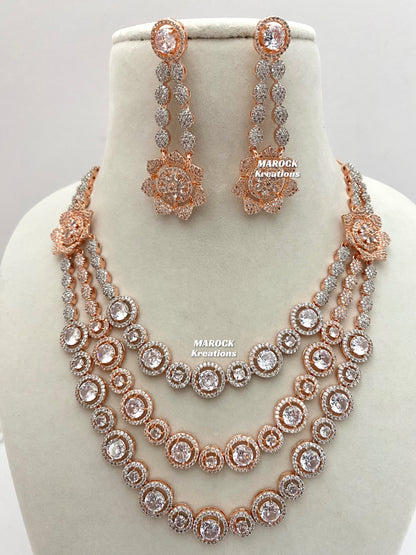 Rose Gold American Diamond Necklace set