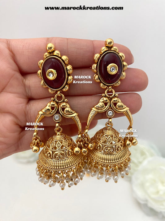 Malti Gold plated Kashmiri Statement Earrings