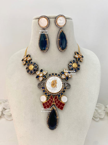 Raha Premium Quality Victorian  Kundan Necklace set