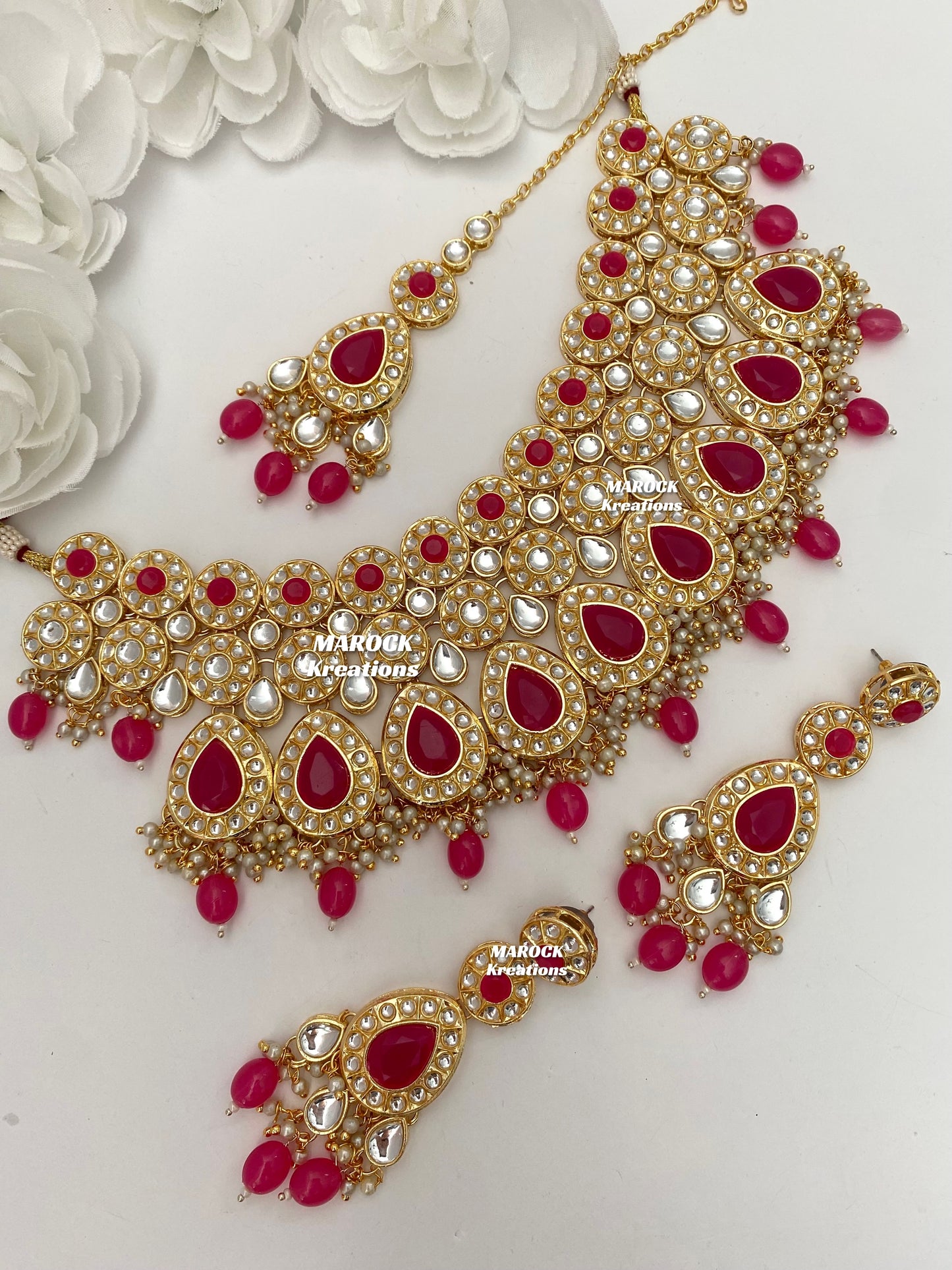 Premium Quality Thappa Kundan Necklace set