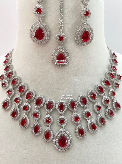 Silver American Diamond Necklace set