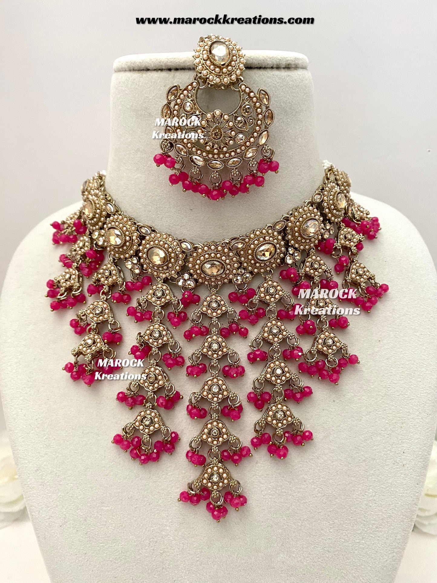 Shaya Antique Gold Polki waterfall Choker set