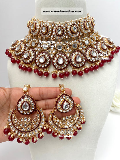 Trendy Uncut Kundan Statement Necklace set/Bridal set