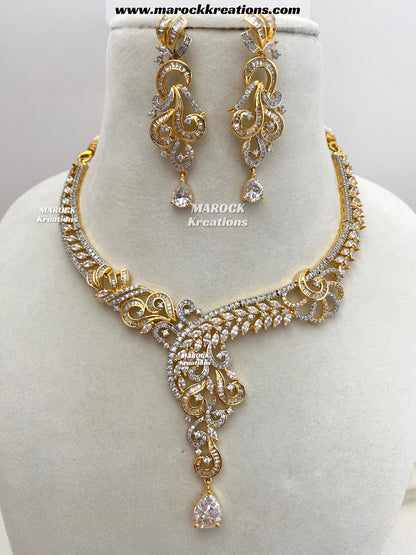 Elahi Gold American Diamond Necklace set