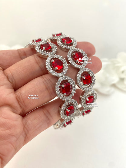 Silver American Diamond Bangles/Kade