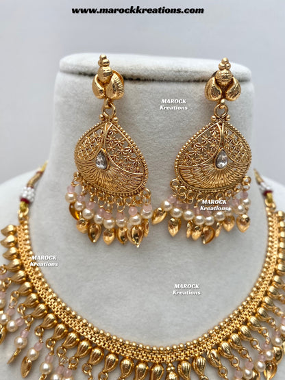 Feraz Premium Quality Gold Plated peepal patti necklace set