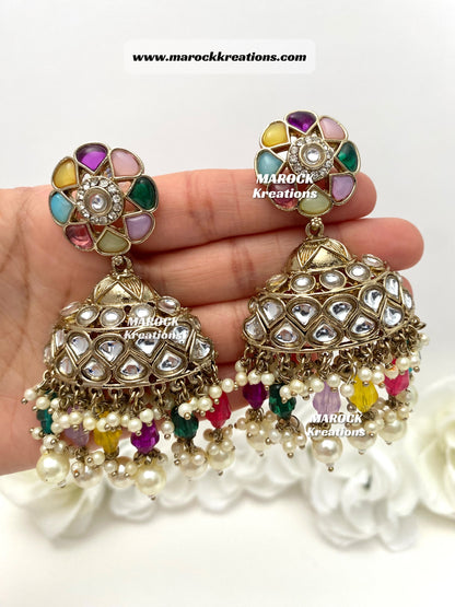 Bollywood style Kundan Statement Earrings