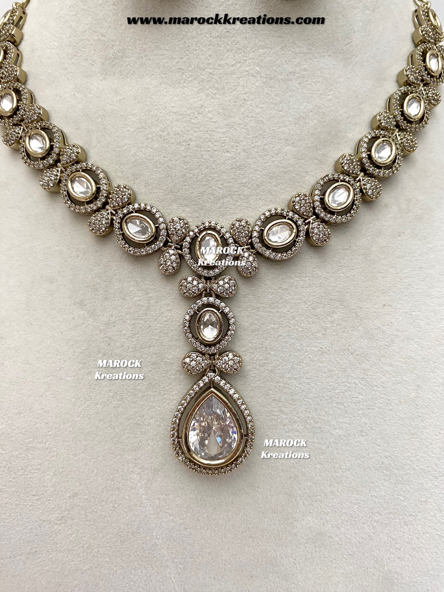 Ramsha Premium Quality Moissanite Kundan Necklace set