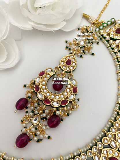 Premium Quality Thappa Kundan Statement Necklace set