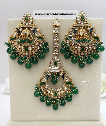 Premium Quality Kundan Earrings and tikka set