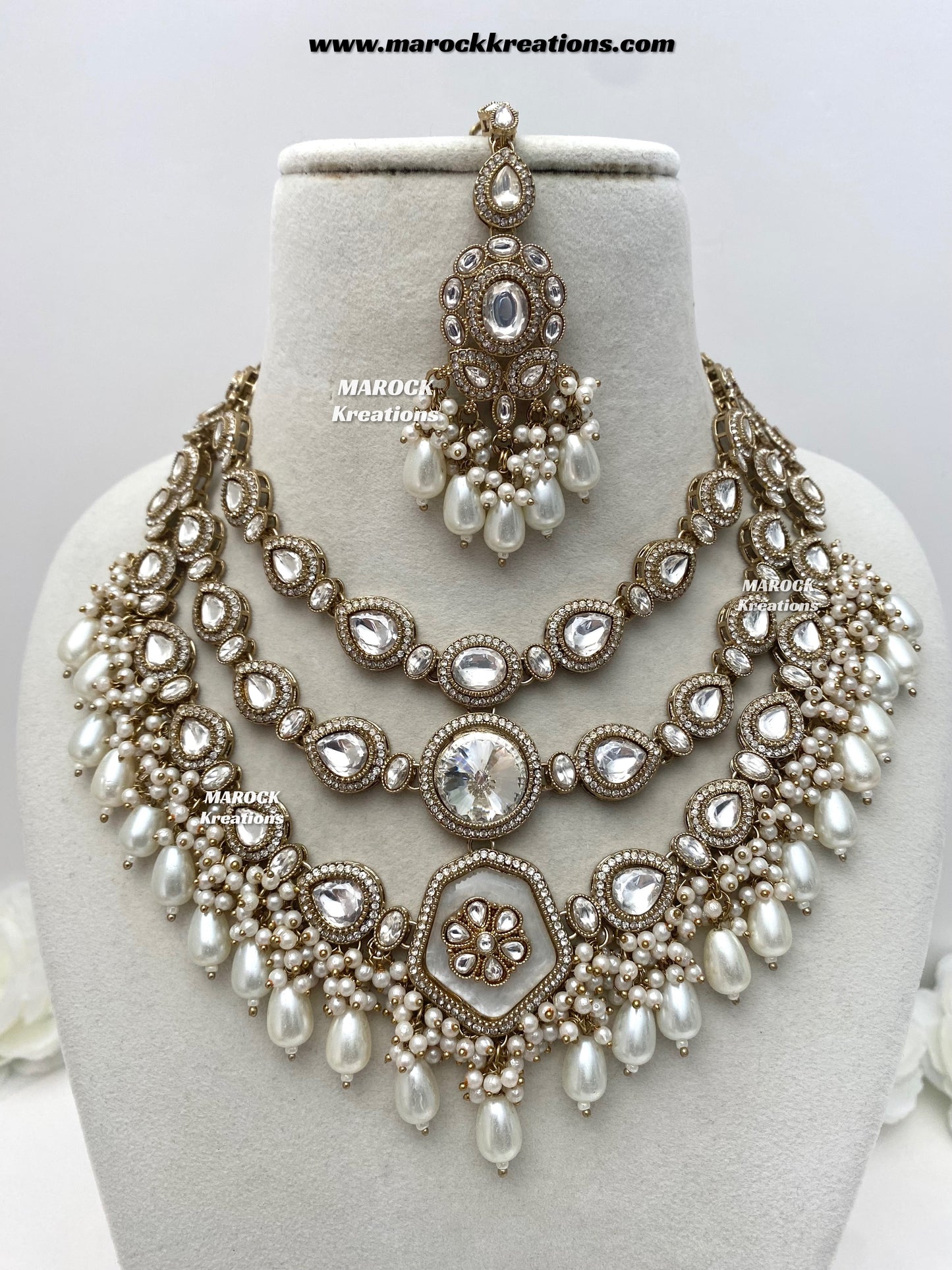 Manisha Sabyasachi inspired Premium Quality Kundan triple layer statement necklace set