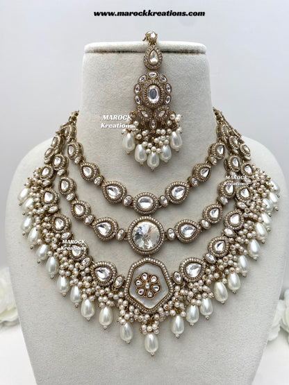 Manisha Sabyasachi inspired Premium Quality Kundan triple layer statement necklace set