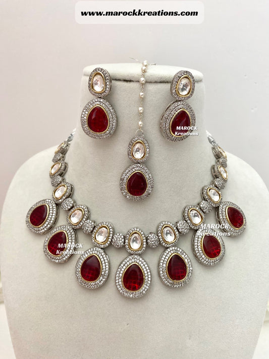 Evelyn Tyani inspired Premium Quality dual tone Kundan Necklace set