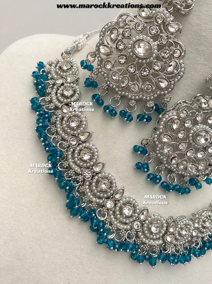 Silver Stone Necklace set