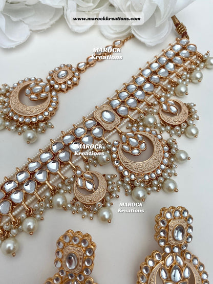 Rose Gold Kundan Meenakari Choker set