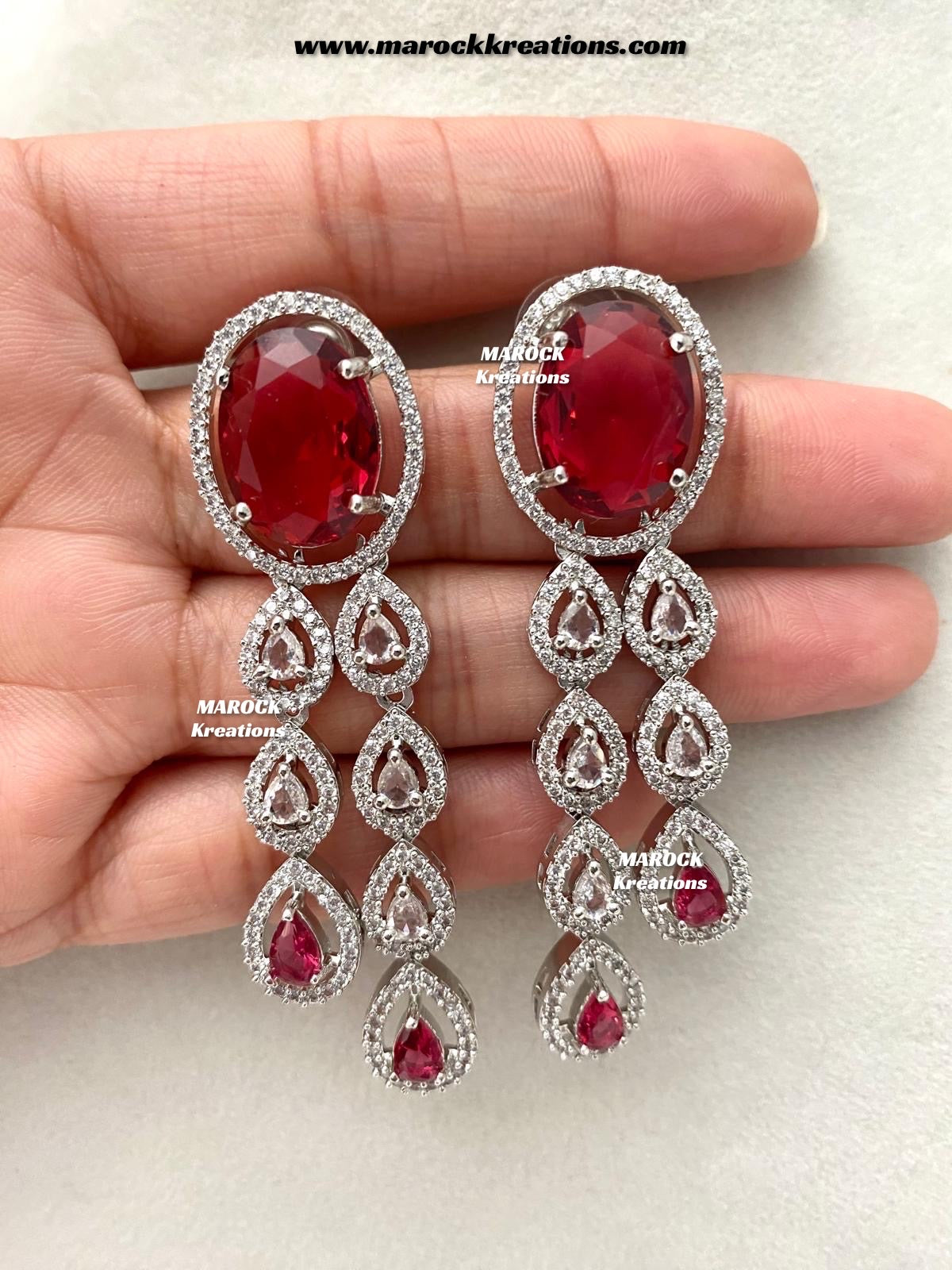 Zehra Silver American Diamond Double layer Necklace set