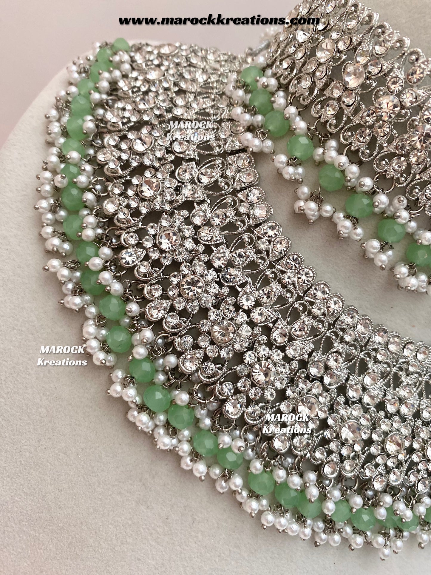 Sarwat Premium Quality Pakistani Silver Mint Bridal set/bridal jewelry