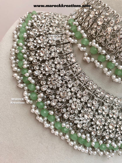 Sarwat Premium Quality Pakistani Silver Mint Bridal set/bridal jewelry