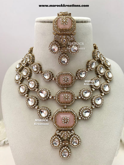 Luxy Premium Quality Kundan multi layered Statement Bridal set