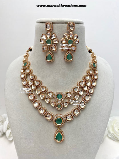 Mahnoor Premium Quality Tyani inspired Gold plated statement necklace set