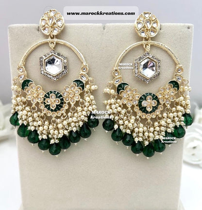 Light Gold Kundan Statement Earrings