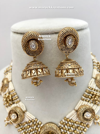 Arifa Premium Quality Gold Plated Rajwadi Necklace set