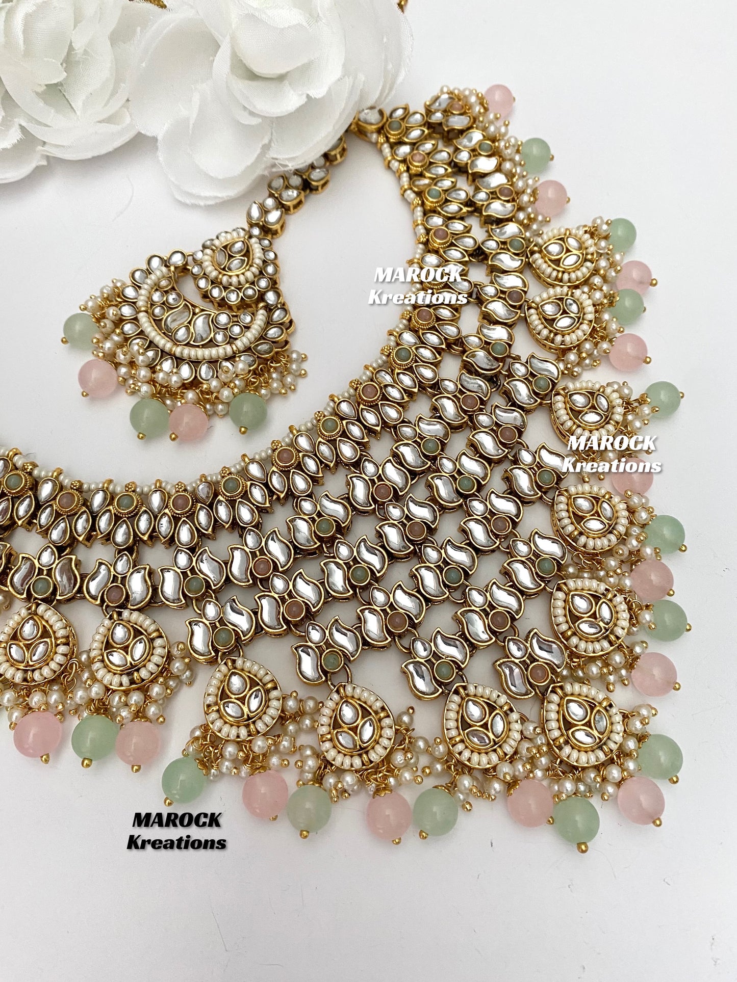 Fine Kundan V-shape Statement Necklace set