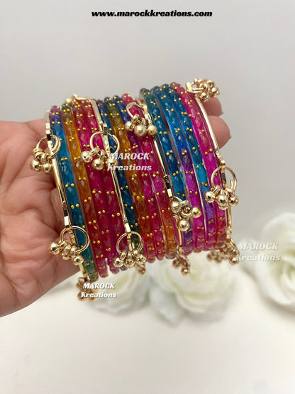 Rain drop Glass bangles and Kashmiri bangles set