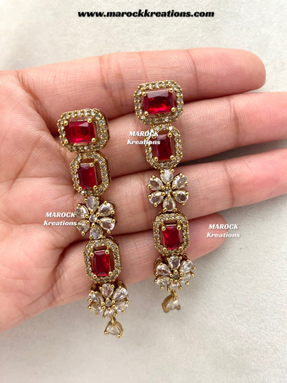 Sineka Antique Gold American Diamond double layer Statement Necklace set