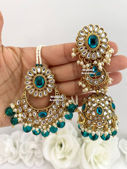 Premium Quality Kundan Jhumki Earrings and tikka sets