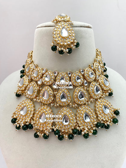 Premium Quality Thappa Kundan Necklace set/Bridal set