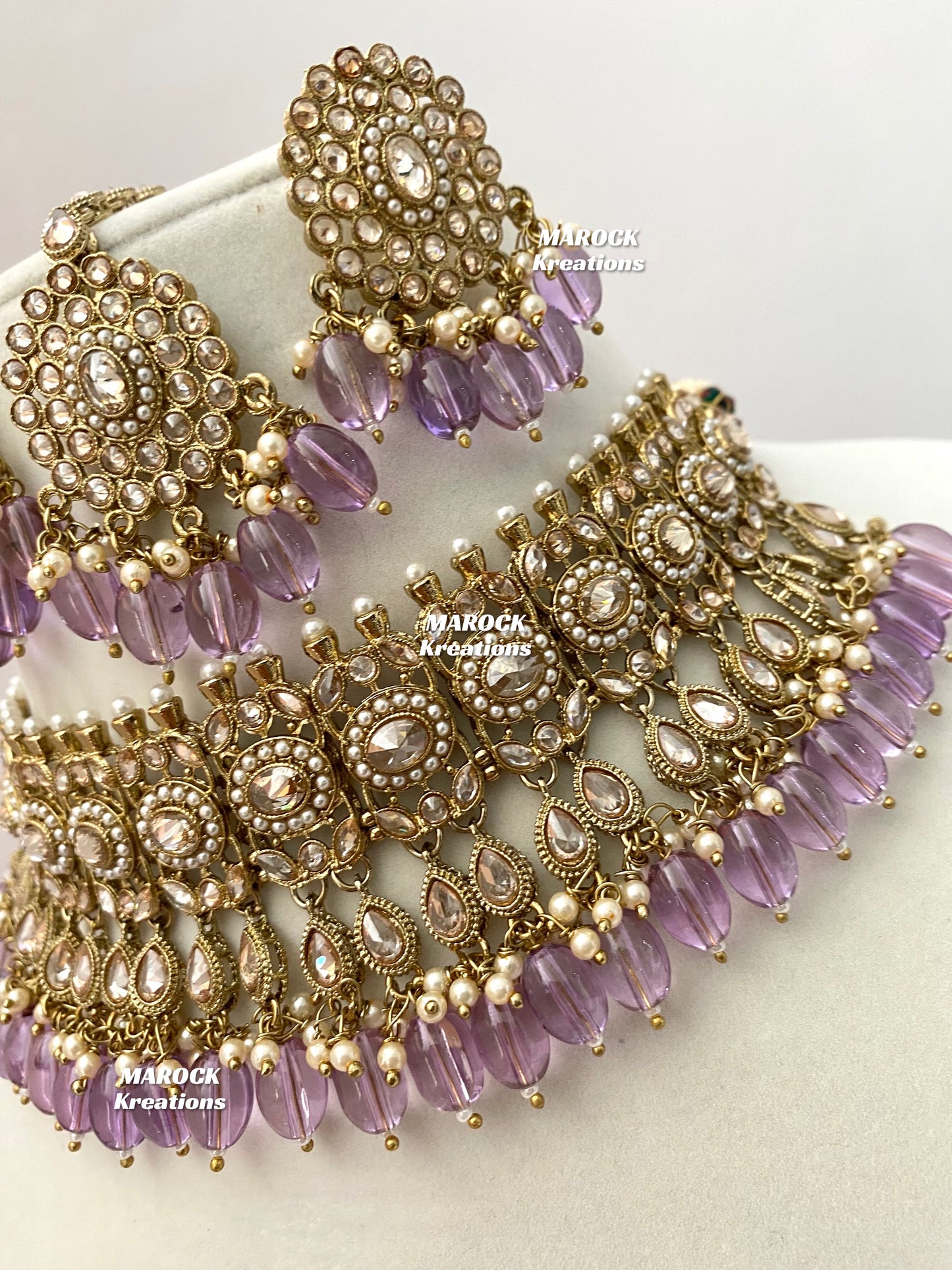 Antique Gold Polki choker sets