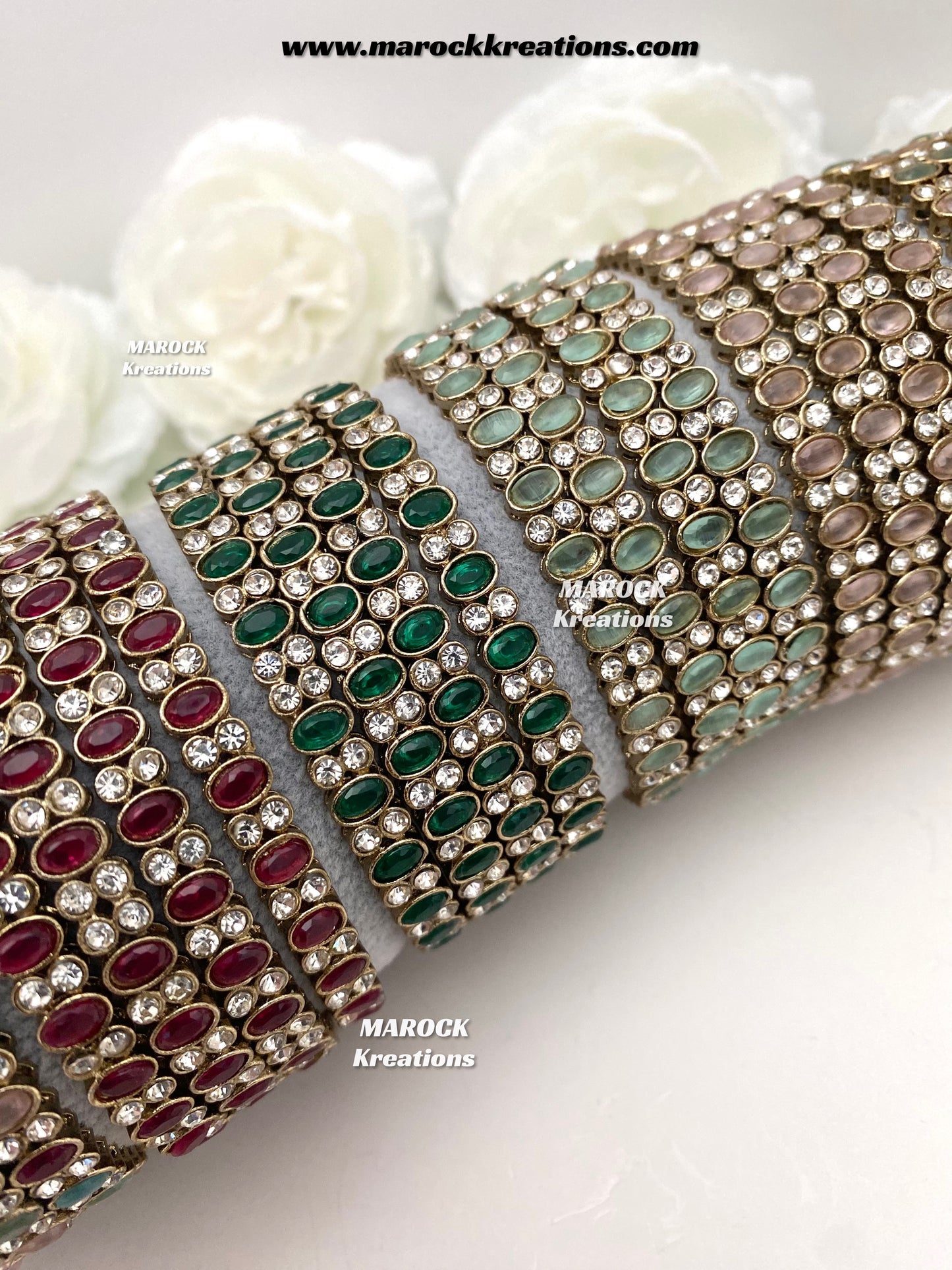 Premium Quality Monalisa stones Bangles/Kade (Set of 4)