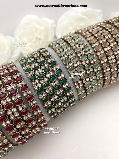 Premium Quality Monalisa stones Bangles/Kade (Set of 4)
