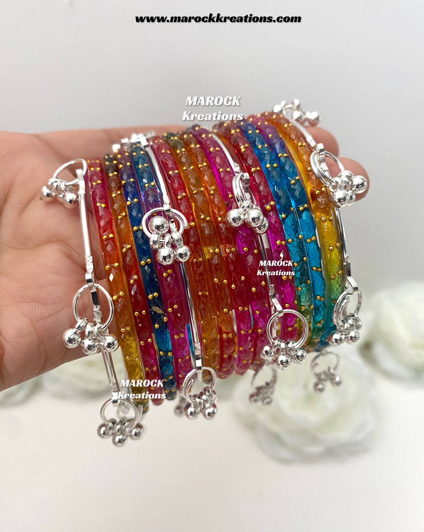 Rain drop Glass bangles and Kashmiri bangles set