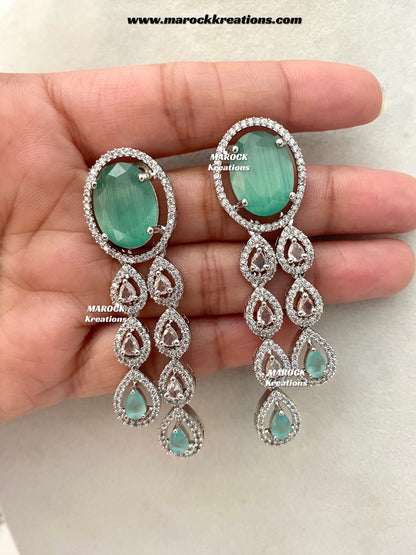 Zehra Silver American Diamond Double layer Necklace set