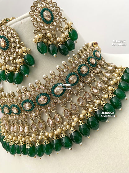 Antique Gold Polki choker sets