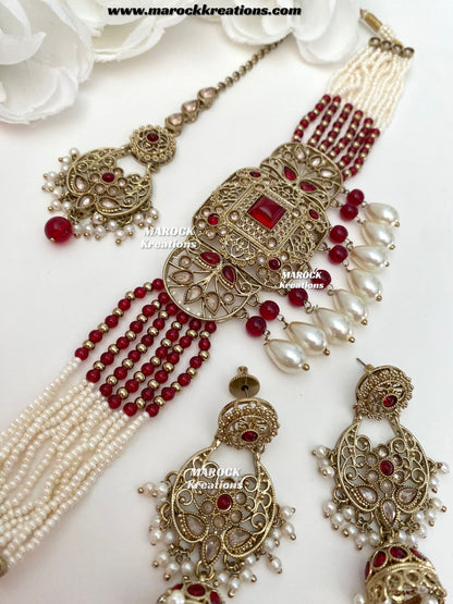 Naila Antique Gold Polki Choker set