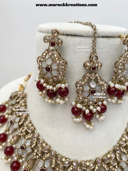 Arpan Antique Gold Polki MOP Statement Necklace set