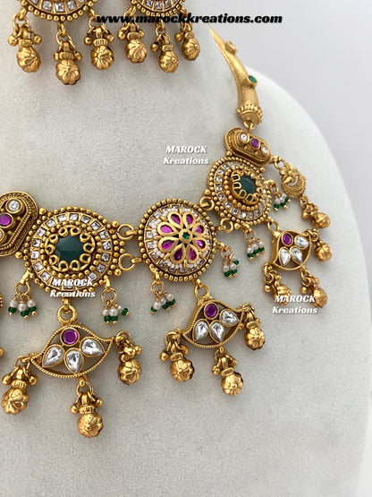 Rumela Premium Quality exclusive Gold Plated heritage necklace set