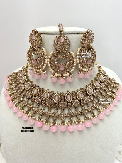 Sadhna Antique Gold Polki Necklace set