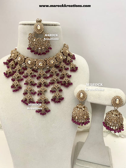 Shaya Antique Gold Polki waterfall Choker set