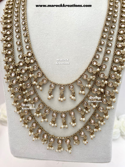 Meghan Premium Quality Polki triple layer Statement Rani haar set